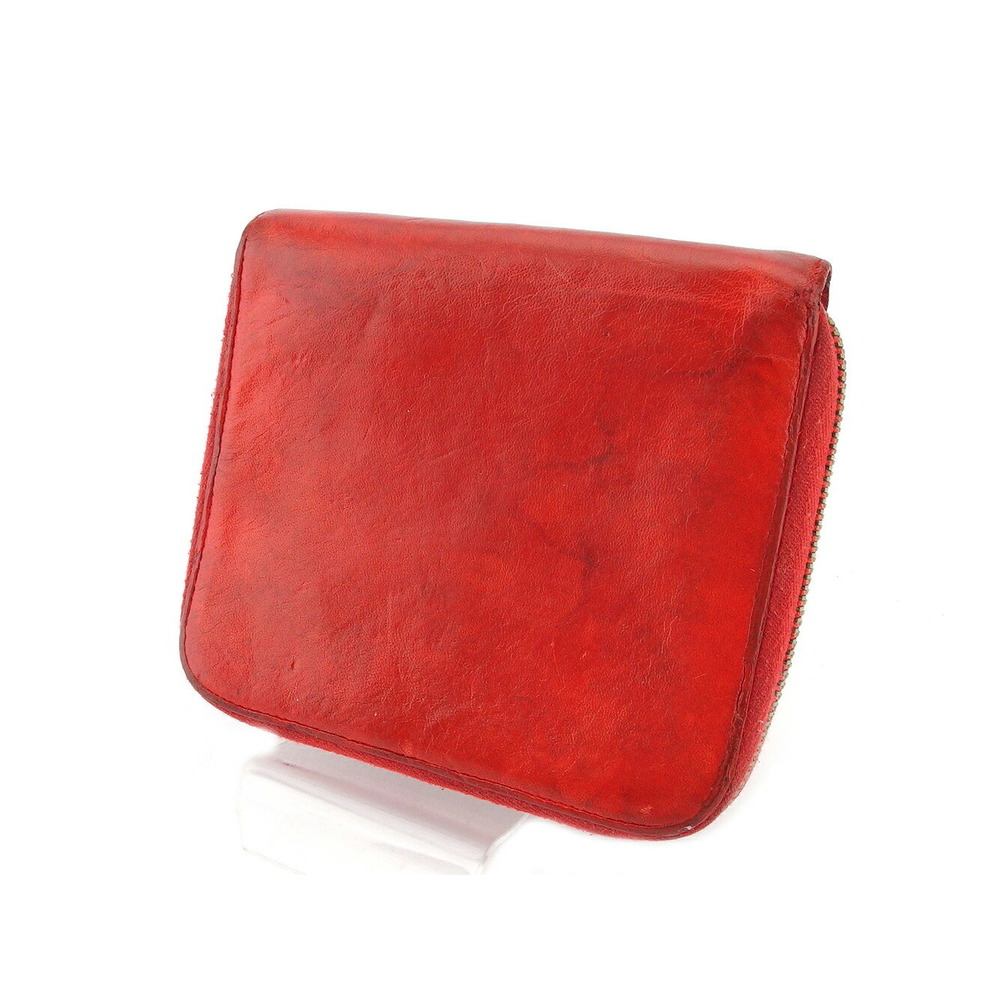 Balenciaga Bifold Wallet Round Zipper Red Leather - Picture 2 of 9